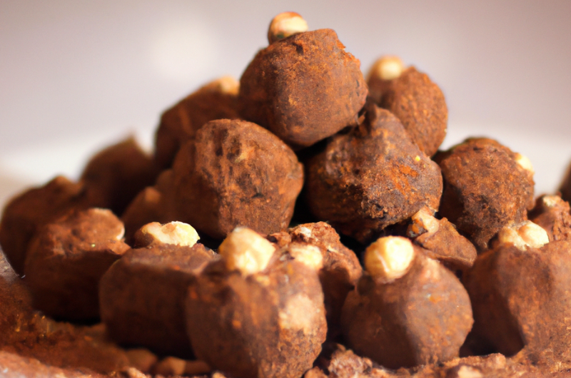 Truffes au chocolat et coeur praliné