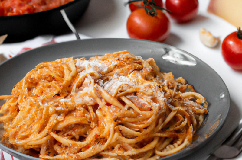 Des pâtes maison à la sauce tomate et au parmesan