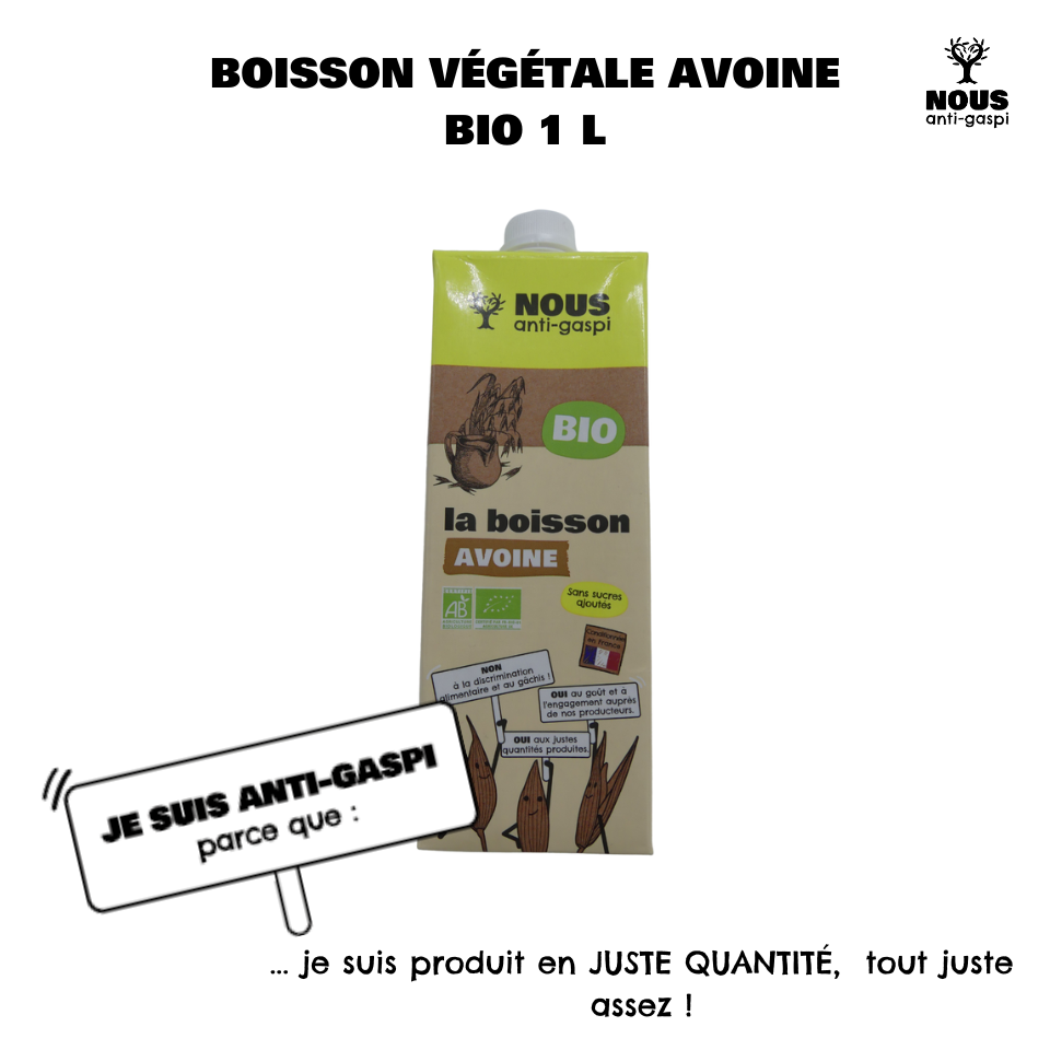 Boisson végétale avoine NOUS anti-gaspi