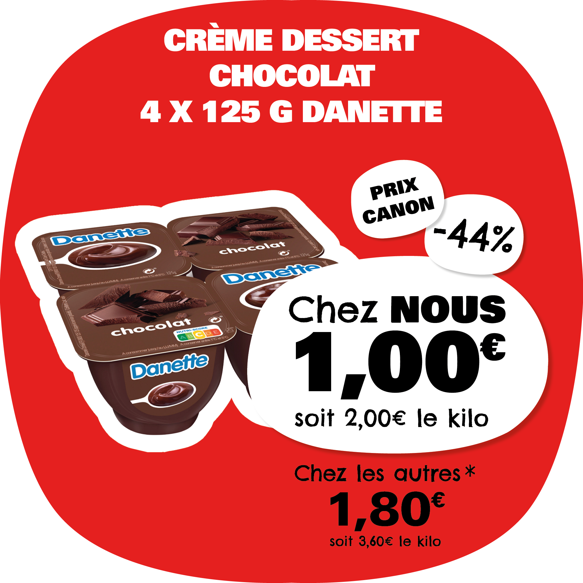 Crème dessert chocolat DANETTE 1.00€