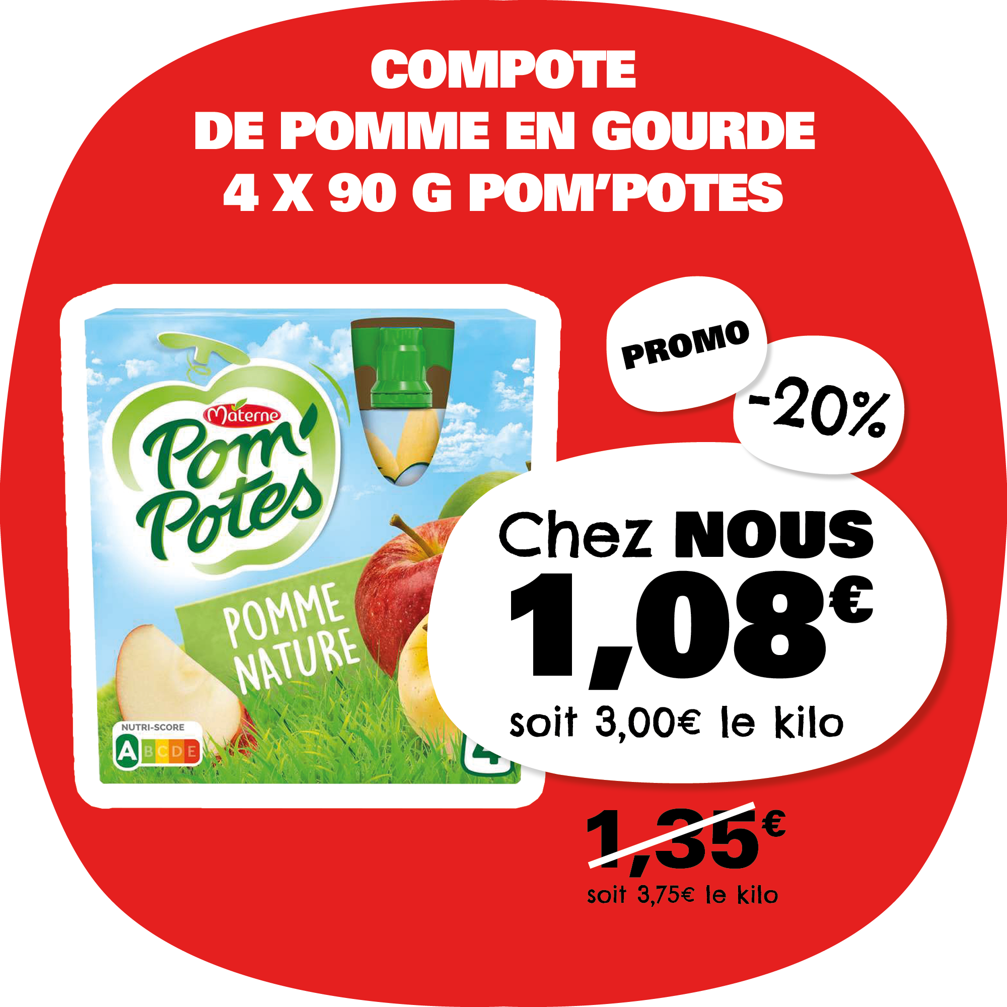 Compote pomme POM'POTES 1.08€