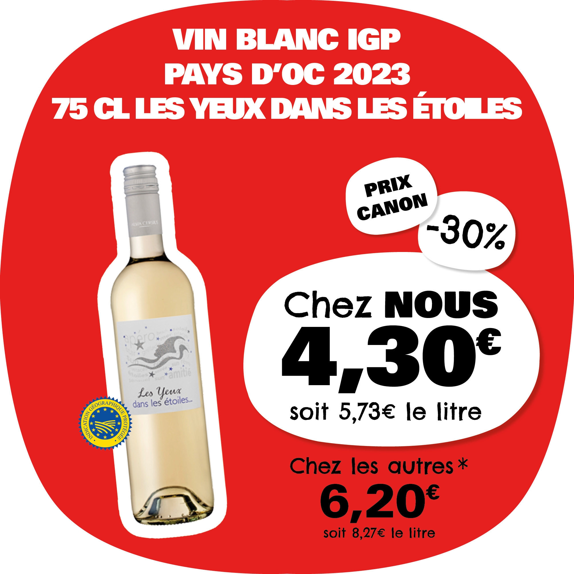 Vin blanc IGP LES YEUX DANS LES ETOILES 4.30€