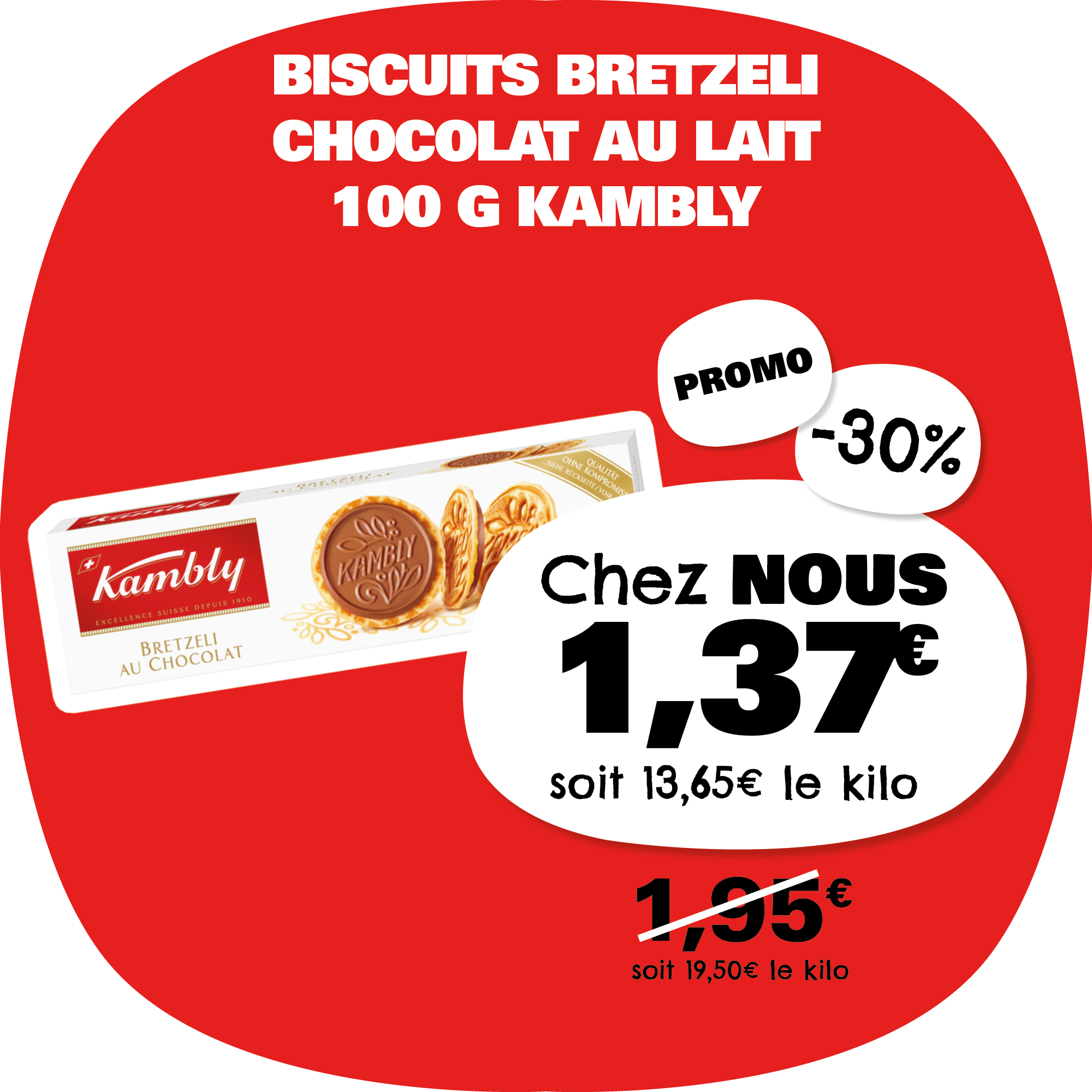 Biscuits Bretzeli Chocolat au lait 100g Kambly