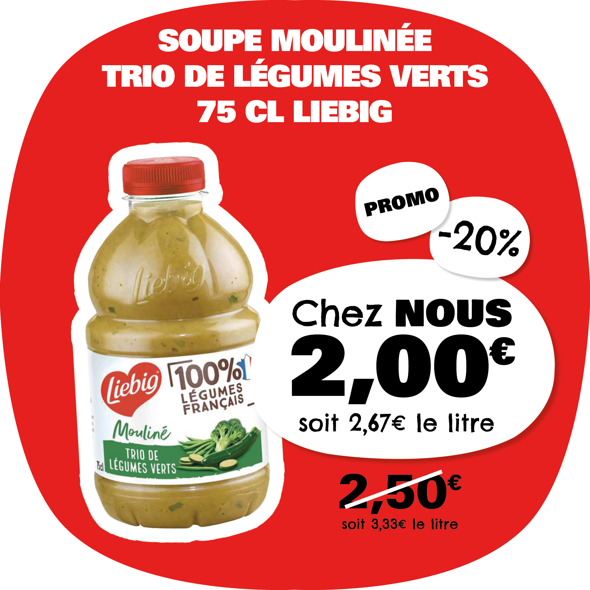 Soupe Mouliné trio légumes verts 75cl Liebig