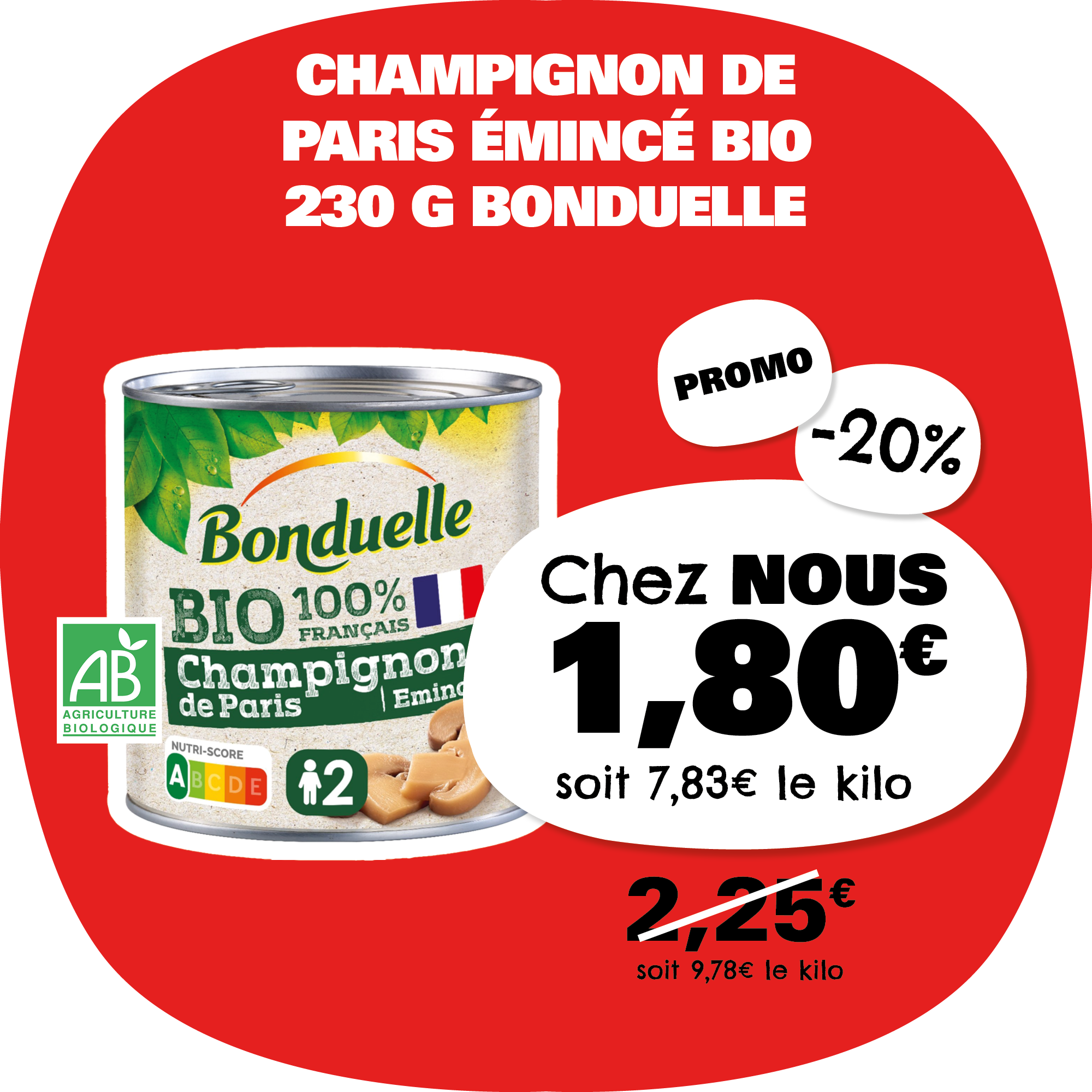 Champignon de Paris émincé Bio